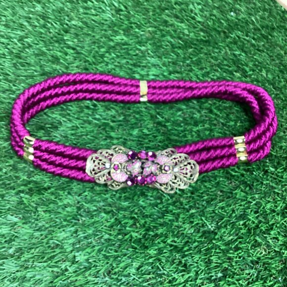 Vintage Gutos West Germany Purple Braided Rope & Rhinestone Belt S/M main image 10